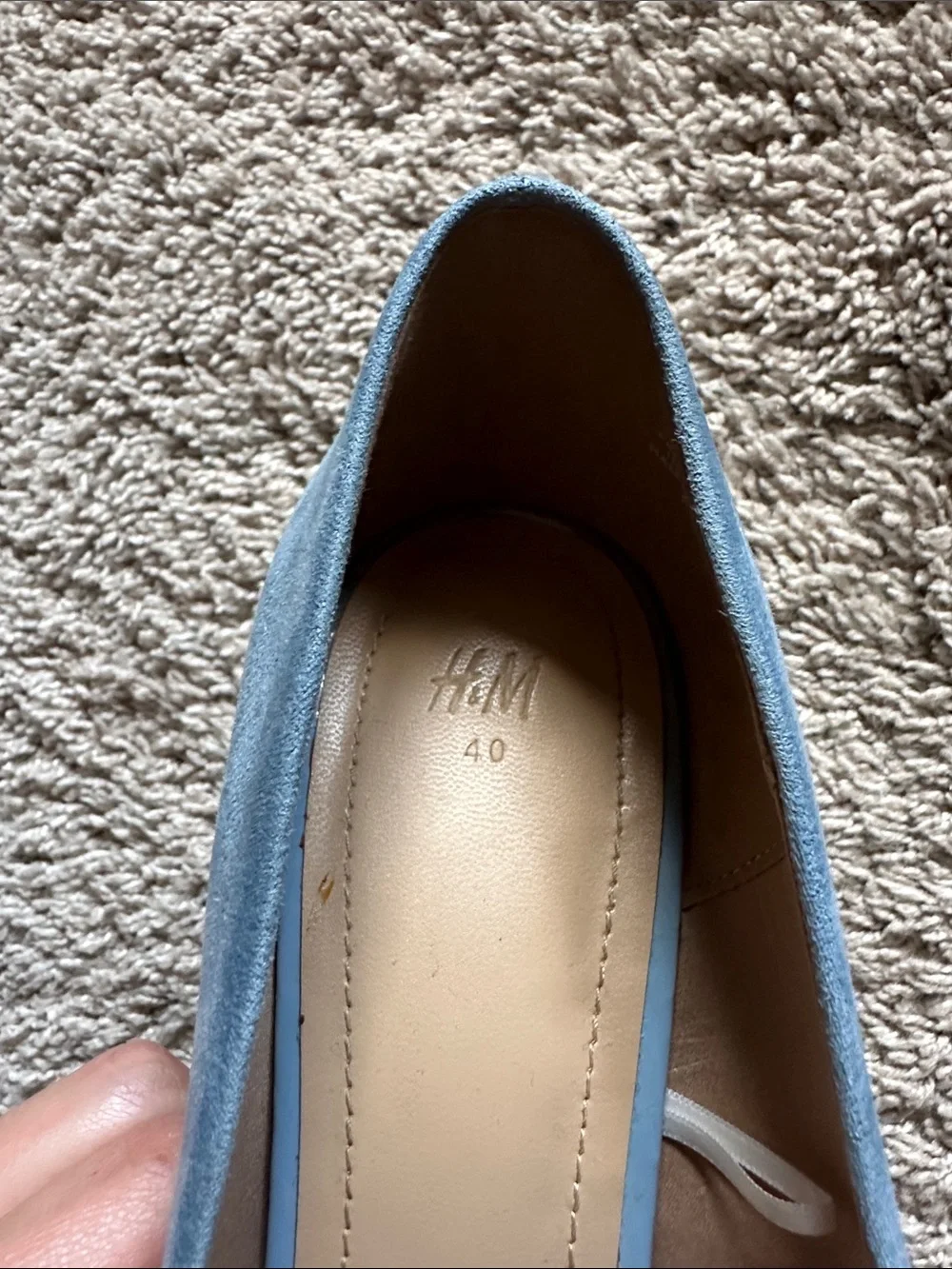 H&M Classic Pointed Toe Block Heel Pumps - Light Blue